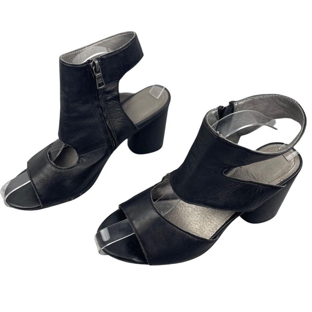 Latigo Black Leather Block Heel Sandals Buckle Ankle Strap Classic 3.25"  summer
